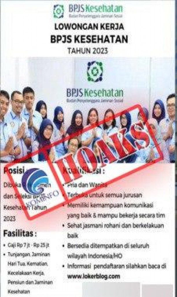 Hoaks Lowongan Kerja Bpjs Kesehatan Tahun Infohoax Badung