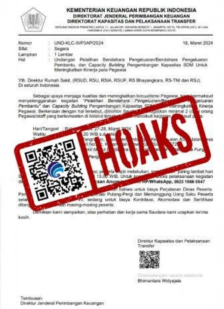 Hoaks Surat Pelatihan Bendahara Mengatasnamakan Pusat Pengembangan Kepegawaian Asn Bkn 4649